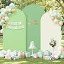 Green Arch Backdrop Cover 3 Set-8FT, 7.2FT, 6.6FT, Spandex Fitted Wedding Arch Stand Covers for Baby Shower Birthday Party Wedding Ceremony Photo Balloon Arch Stand Background Decorations