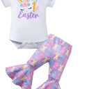 Okbebe Baby Girl My 1st Easter Outfits 3Pcs Infant My First Easter Bunny Pants Set (3-6 Months, White)