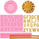 3 x 26 Capital Letter Fondant Molds, 3D Letters Hemp Rope Cake Decorating Molds, Cartoon Smile Sun Shaped Silicone Chocolate Molds for Birthday Cupcake Topper Cookie Plaster Clay Resin