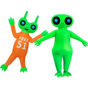 2 Packs Inflatable Alien Costume Halloween Blow up Outfit Costume for Adult/Halloween/Christmas Party/Carnival (Prisoner/Walking Alien)