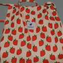 Tote Women Girls, Large Capacity Corduroy Reusable Grocery Shoulder Bag with Inner Pockets (Strawberry)