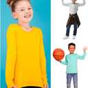 3 x Boys Cotton Long Sleeve Shirts Soft Breathable Crewneck Tees for Kids, Fashion Basic Tops 4-12 Years (XS)