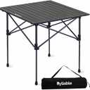 Byliable Folding Camping Square Table, Portable Aluminum for Outdoor, Black, 27.6"L x 27.6"W x "H