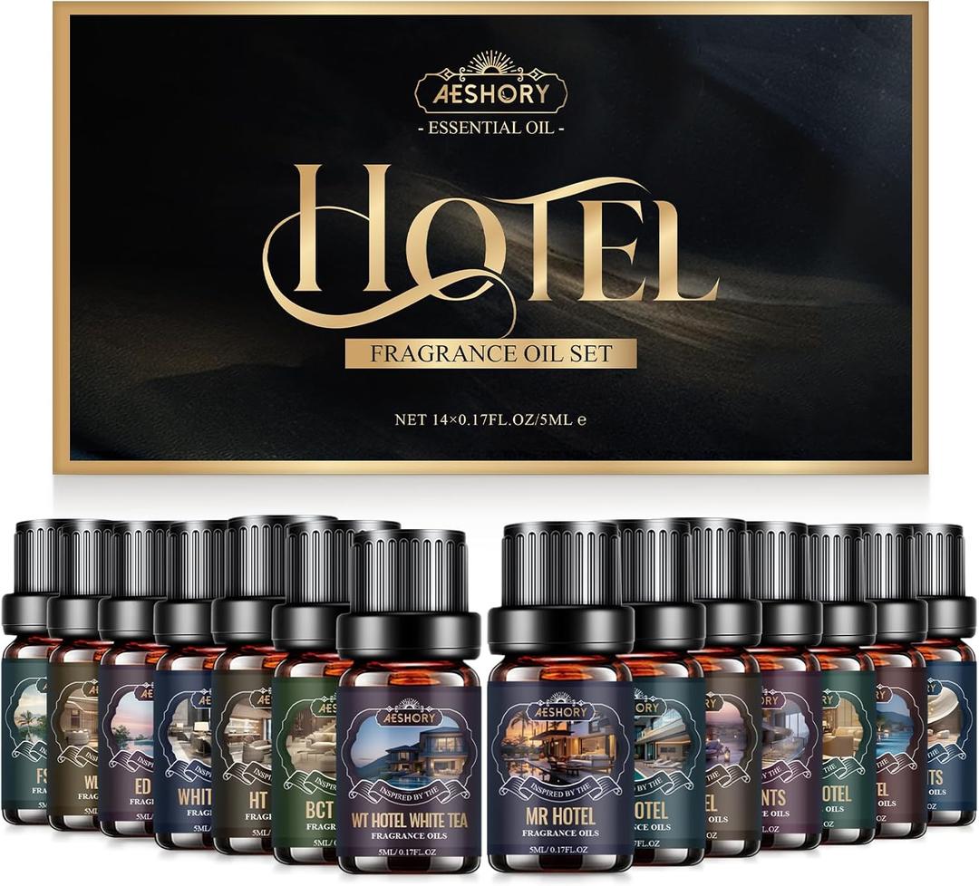Hotel Diffuser Oils Set - 14Pcs Luxury Fragrance Oil Blend Hotel Scent Essential Oils Set for Diffuser, Soap & Candle Making