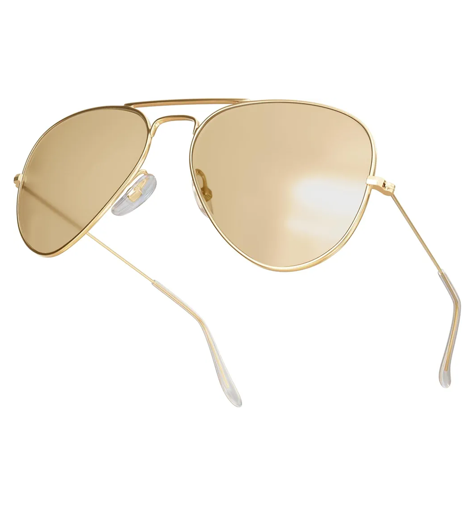 livho Sunglasses for Men Women Aviator Polarized Metal Mirror UV 400 Lens Protection, Yellow