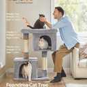 Feandrea Cat Tree, 40.6-Inch Cat Tower, Plush Condo for Extra Large Cats up to 44 lb, Large Perch, 2 Caves, Scratching Post, Light Gray UPCT614W01