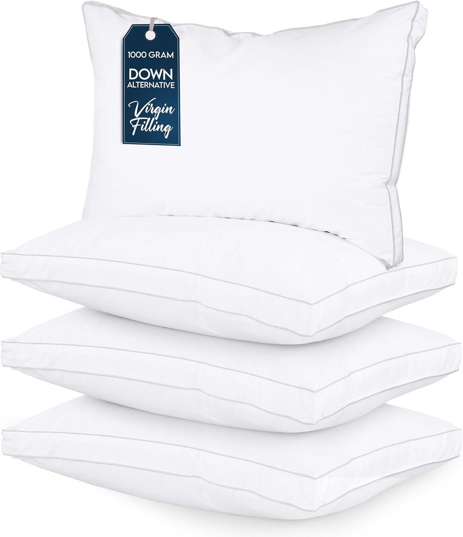 Utopia Bedding Bed Pillows for Sleeping Queen Size (White), Set of 4, Cooling Hotel Quality, Gusseted Pillow for Back, Stomach or Side Sleepers