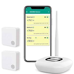 MOCREO ST3 WiFi Room Thermometer Hygrometer, Email Alarm, App Notification, Data Record Export, No Subscription Fee, Remote Wireless Temperature Sensor for RV, Warehouse, Vacation Home (2 Pack)