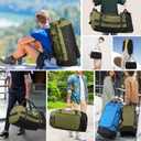 Vomgomfom 86L Collapsible Wheeled Luggage with Removable Backpack Straps,Waterproof Rolling Duffle Bag with Quilted Base,Army Green