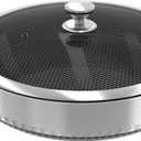 316L Stainless Steel 8QT Frying Pan Hex Nonstick Wok with Lid, Two Handle to Hold, PFOA Free, Dishwasher Oven Safe (8QT)