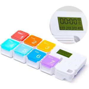 7 Day Medicine Pill Organizer, 4 Reminder Alarms, Loud Sound, 7 Large Compartments, Large Screen, Moisture-Proof, Dust-Proof, Travel Weekly/Daily Pill Box/Organizer/Case/Container/Dispenser, TBSoon