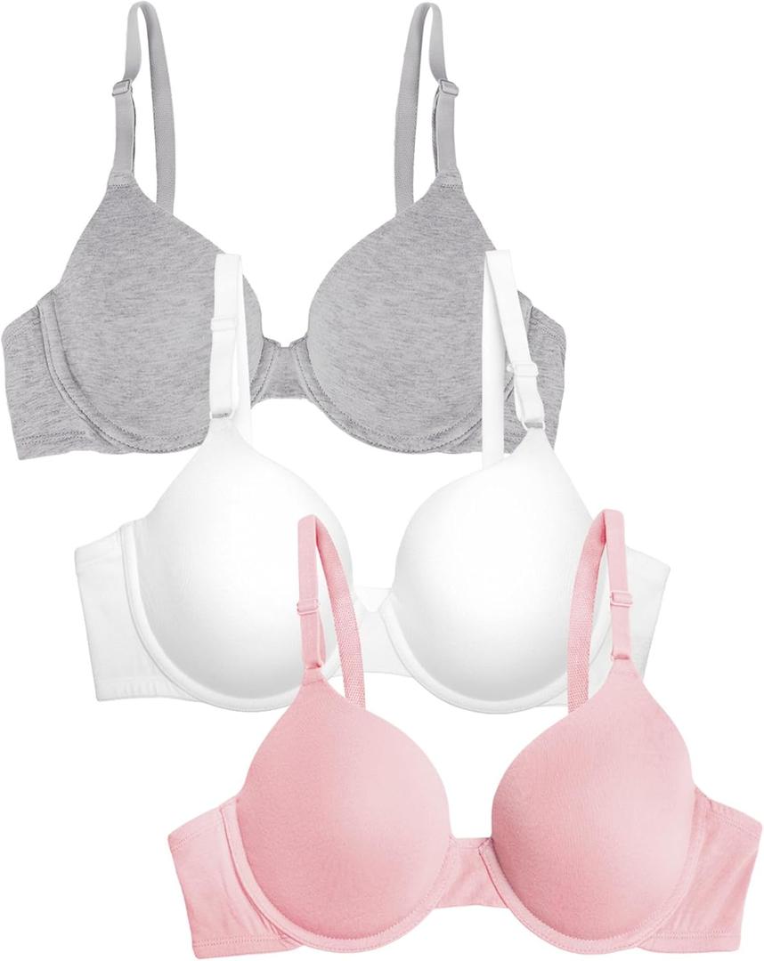 Fruit of the Loom Women's Smooth Cotton T-Shirt Bra Pack - Ultra-Soft, Flexible, and Invisible Under Tees (38DD)