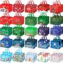 Paterr 50 Pcs Christmas large Gift Bags Bulk with Handle Reusable Totes Bulk for Gifts 12.6'' x 10'' Non Woven Gift Bags Holiday Treat Wraps Xmas Party Supplies Wrapping Favors Decoration