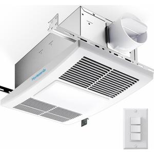 Bathroom Exhaust Fan with Heater & Light 110 CFM 1.5 Sone Switch Includes, 16-13/16" x 10-11/16"