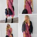 AlvaQ Women Summer Dresses Sleeveless Smocked Midi Dress High Waist Casual Tiered A Line Sundress with Pockets (Pink, M)