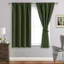 JIUZHEN Blackout Curtains for Bedroom Thermal Insulated,Noise Reducing Room Darkening Privacy Rod Pocket Drapes for Living Room, Set of 2 Panels with Tiebacks, 42 x 54 inch Long, Olive Green (42"W x 54"L (Pack of 2))