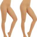 Women's 70D Soft Semi Opaque Solid Color High Waist Footed Pantyhose - Everyday Tights in Black & Nude (S-M/L-XL) (Beige, XL)
