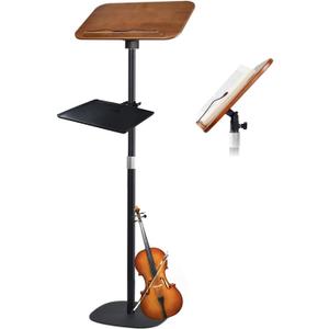 Adjustable to 67in Standing Book Stand, Book Holders for Reading Hands Free with Pedestal,Wood Music Sheet Podium& Bible& Cookbooks Display Stands (with Tray)