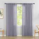 Lavender Purple Linen Back Tab Curtains 90 Inches Long 2 Panels Set for Dining Cottage- Soft Light Weight Airy Semi Privacy Sheer Curtains Hooks Rod Pocket Light Filtering Curtains 52 x 90 Inch Length
