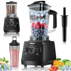Professional Blender,Smoothies Blenders, PRASKY Max.2400Watts/1000Watts Blender and Grinder Combo 25000RPM Powerful Kitchen 68oz BPA Free 2 Containers Countertop Blenders Ice Crushing (Black)
