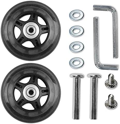 Rhinenet Replacement Luggage Suitcase Wheels OD 80mm PU Replacement Wheels with ABEC-7 Bearings Roller attachable wheels for duffel bag Trolley Bag, Inline Skate and Caster Board