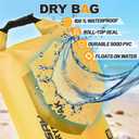 Waterproof Dry Bag, 5L/10L/20L/30L/40L Roll Top Lightweight Storage Backpack with Phone Case for Women & Men, Floating Waterproof Sack for Travel, Swimming, Kayaking, Paddle Board, Camping & Beach (Yellow)