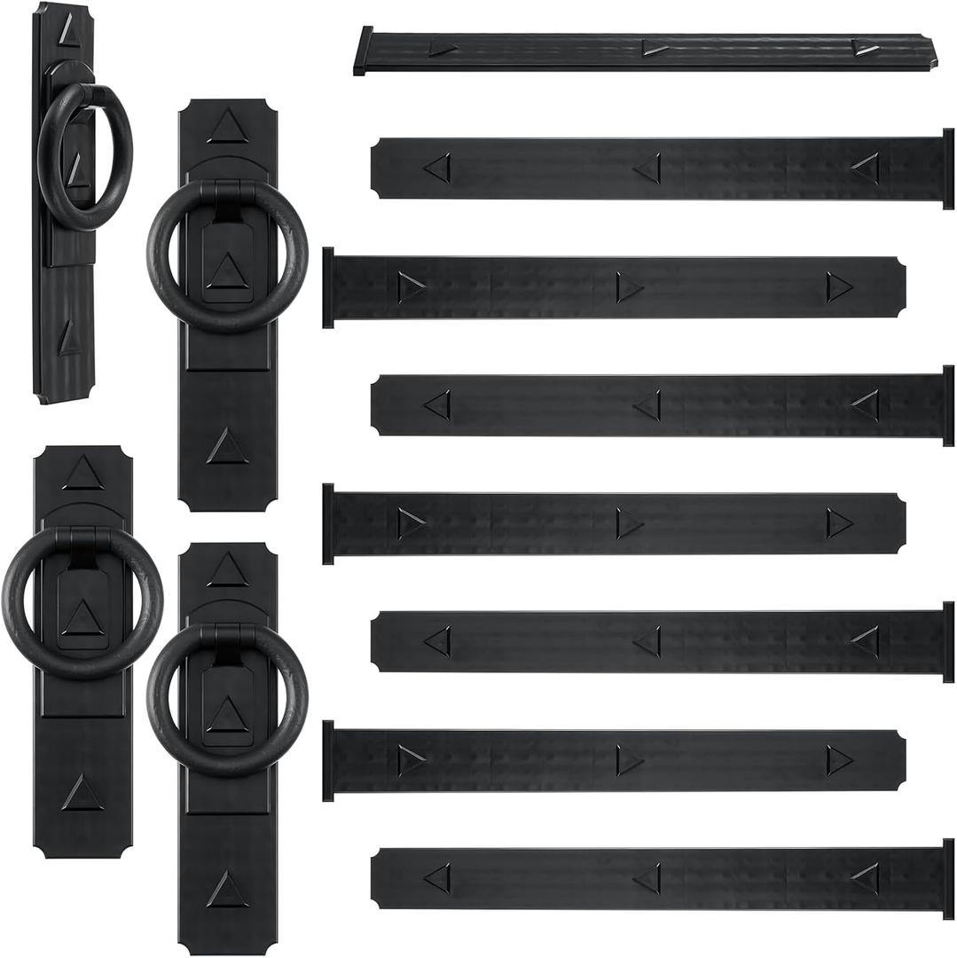 2 Set Magnetic Garage Door Hardware, Garage Door Magnetic Decorative Hardware, 8 Magnetic Hinges 4 Magnetic Handles for Garage Doors, Black