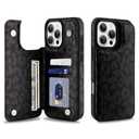SOKAD for iPhone 16 Pro Max Leather Wallet Case with Card Holder for Women Men, Trendy Leopard Cheetah Pattern, Double Magnetic Clasp Flip Phone Cover with 3 Card Slots, Black Leopard