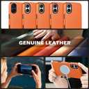 SHIELDON Genuine Leather Case for iPhone 17 6.3 Inch 2025 | Compatible with Magsafe, Updated Camera Button, Magnetic Wireless Charging, Anti-Scratch, Shockproof, Protective Phone Cover - Orange