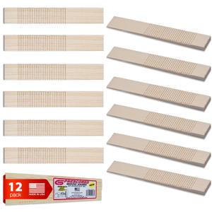 Prescored Wood Shims for Leveling (12 Shims) 8-Inch Length - Professional Quick-Snap Scored Pine Wooden Wedges to Level Doors, Windows, Indoor Cabinets, Counters, Drywall - Made in The USA