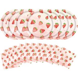 50 Pcs Strawberry Tableware Set Cute Fruit Party Decor Supplies Red Pink Disposable 9 Inch Paper Plates and Napkins for Strawberry Birthday Decorations Party Appetizer Wedding Bridal Baby Shower 50 Pcs Strawberry Tableware Set Cute Fruit Party Decor Supplies Red Pink Disposable 9 Inch Paper Plates and Napkins for Strawberry Birthday Decorations Party Appetizer Wedding Bridal Baby Shower