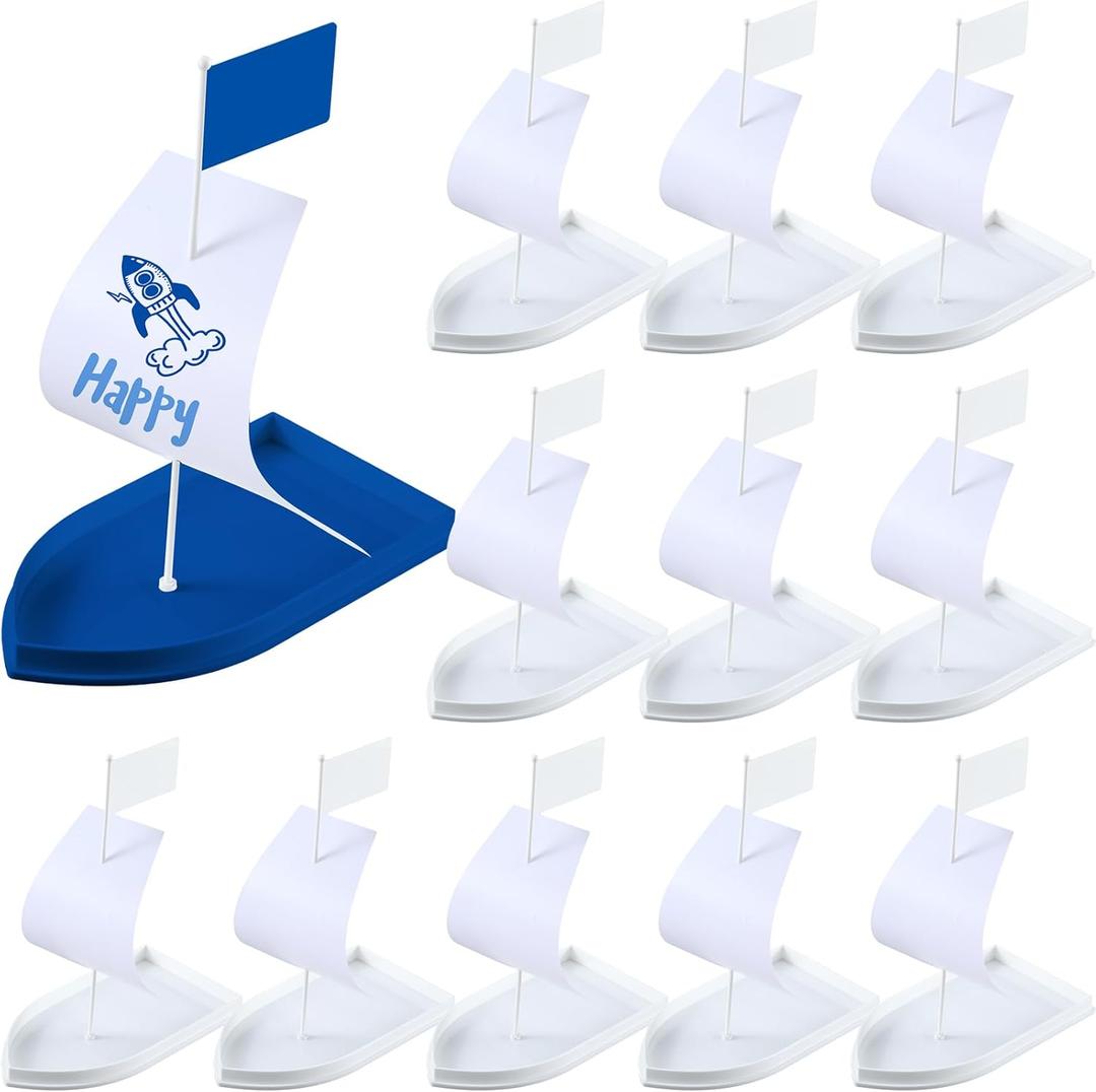 Soulchen 12 Pcs Rain Gutter Kit Boat Kit DIY Trimaran Sailboat Easy to Build Stem Science Activity, Lightweight ABS Plastic School Competitions and Family Fun