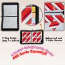 Trading Card Binder 4 Pocket, 440 Pockets 3 Ring Binder, Includes Name Tag, Tab Stickers, Cards Binder Album Book Holder Case for Baseball Football Sports Tcg Binder (Red Flame)