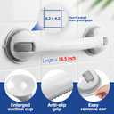 Grab Bars for Shower, 3 Pack Suction Cup Shower Handle with Textured Grip, 16.5 Inch Removable Bath Handrails for Seniors, Elderly and Handicap, Drill-Free Balance Support for Smooth Tile
