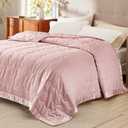Bedsure Lightweight Blanket for Summer Queen Size - Down Alternative Blanket with Satin Trim for Bed, Light Summer Throw Pink, 90x90 Inches