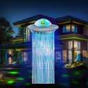 Alien Birthday Party Decorations Door Curtain with Foil Fringe Tinsel Spacecraft Flying Saucer Spaceship Hanging Banner for Alien Halloween Party(Golden Blue) 2 Packs