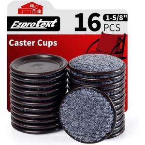 Ezprotekt 1 5/8" Round Carpet Bottom Furniture Caster Cups, 16 Pcs Reusable Furniture Coasters, Felt Furniture Sliders Pads to Protect Hardwood, Tile or Carpetd Floors from Scratches (Brown/Gray)