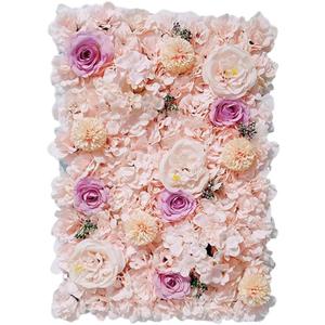 Artificial Flower Wall Panel for Wedding Decoration, 40x60 cm Silk Rose and Hydrangea Floral Backdrop, White/Pink/Burgundy/Rose Red, Indoor & Outdoor Use
