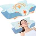 Anvo Cervical Neck Pillow for Neck and Shoulder Pain - Memory Foam Pillows for Pain Relief Sleeping, Contour Orthopedic for Side Back Stomach Sleeper, Blue Firm (FIRM - Queen(24" x 16" x 5.1"/4.7"))