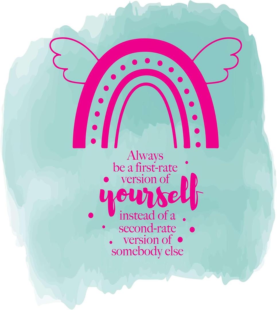 Family First Rate Version of Yourself Inspiring Quote Wall Decal Decoration Rainbow Boho Design Poritive Life Quotes Always Be Lasts Years and Easily Removable - Size: 18 in(W) x 20 in(H)