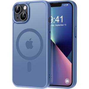 Thomo Strong Magnetic for iPhone 13 Case & iPhone 14 Case [Compatible with Magsafe] Translucent Matte Slim Shockproof Women Girl Anti-Fingerprint Protective Case for iPhone 14/13 6.1", Light Blue