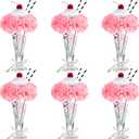 WILLBOND 6 Sets Pink Carnations Artificial Flowers, 50's Theme Party Decorations Include White Pink Carnation Lifelike Cherries and Paper Straws for Sock Hop Rock and Roll Grease Party Decorations