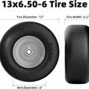 RONPOW 13x6.50-6 Flat Free Lawn Mower Tires and Wheel, 13x6.5-6 Solid Front Tire for Zero Turn Lawnmower, Universal 3/4", 5/8" and 1/2" Bearings, 500Lbs Load, 5.51"-7.91" Hub Spacers, 2Pack Gray