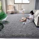 DweIke Fluffy Grey Rugs for Bedroom Living Room, 4x6 Feet Soft Plush Shaggy Light Gray Girls Boys Kids Rug, Non-Slip and Machine Washable Carpet for Dorm Nursery Classroom Decor
