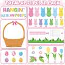 71Pcs Easter Bunny Bulletin Board Classroom Decorations Spring Candy Bunnies Egg Door Decorations Multi-Color Rabbits Paper Cutouts Door Wall Stickers for Church Sunday School Chalkboard Decor