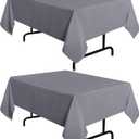 sancua 2 Pack Light Grey Tablecloth 54 x 54 Inch, Stain and Wrinkle Resistant Square Table Cloth - Washable Polyester Table Cover for Dining Tables, Buffet Parties and Camping