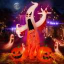 CAMPHILL 8FT Halloween Inflatables Ghost Decorations with Built-in LED Lights,Blow Up Scary Red Eye Pumpkin for Outdoor Halloween Party Garden Lawn Holiday Decor 