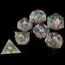 FugaCity Dice Set,Handmade Sharp Edge 7 Piece Resin Dice-Dungeon&Dragons Polyhedral Dice Set, D&D Dice Set with Gift Dice Case for RPG MTG Table Games (A-mini Planet)