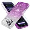 Choiche Compatible for iPhone 17 Pro Max Case, Women Cute Clear Glitter Bling Sparkly Case, [3 x Diamond Camera Lens Protectors] [2 x Tempered Glass Screen Protectors] 6.9-inch (Glitter Clear/Purple)
