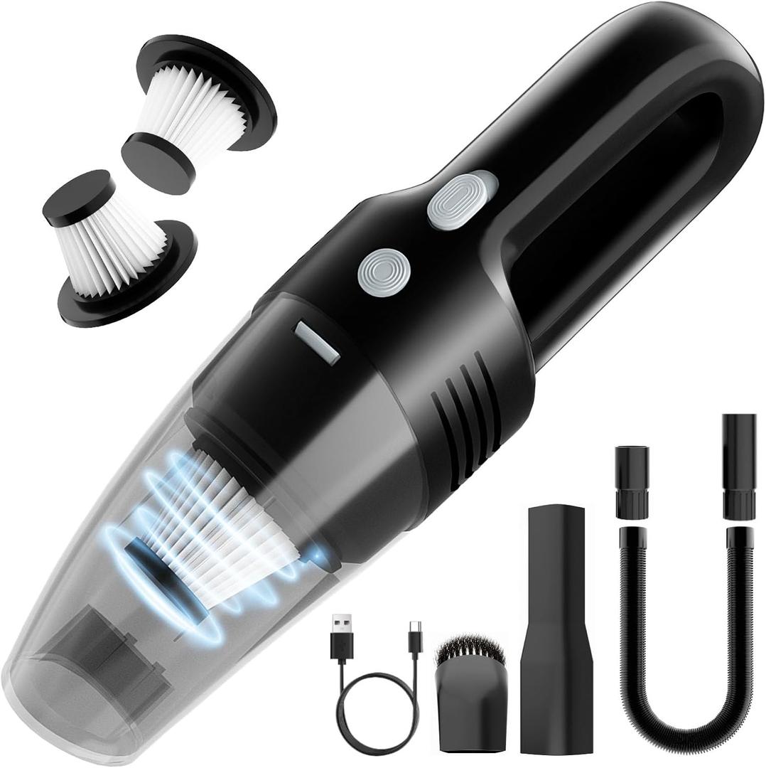 Loeeosu Handheld Vacuum Cordless Car Vacuum Cleaner 11000PA High Power Portable 1.4lbs Lightweight Rechargeable with 2 Filter Multi-Nozzles for Home Office Pet Hair Dust